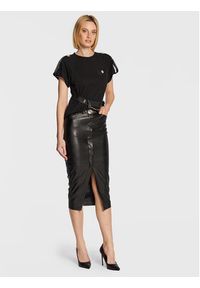Babylon Spódnica z imitacji skóry R_E00164 Czarny Slim Fit. Kolor: czarny. Materiał: skóra #4