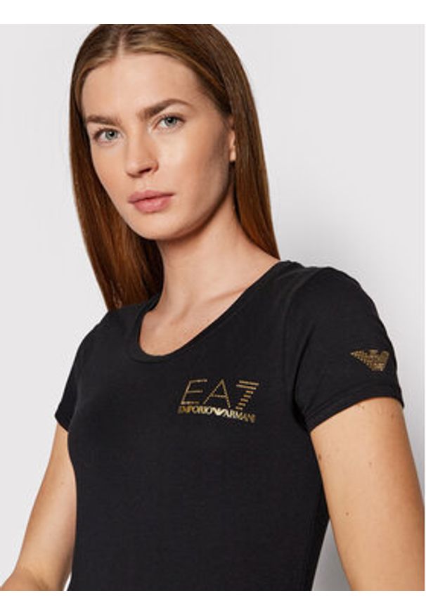 EA7 Emporio Armani T-Shirt 8NTT65 TJDQZ 1200 Czarny Slim Fit. Kolor: czarny. Materiał: bawełna