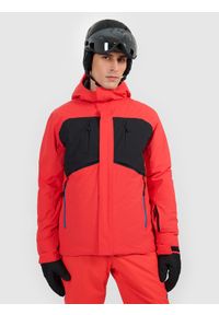 4f - 4F Kurtka narciarska membrana 10000 męska - czerwona 3XL. Kolor: czerwony. Materiał: skóra, materiał, tkanina, poliester. Wzór: gładki. Sezon: zima #1