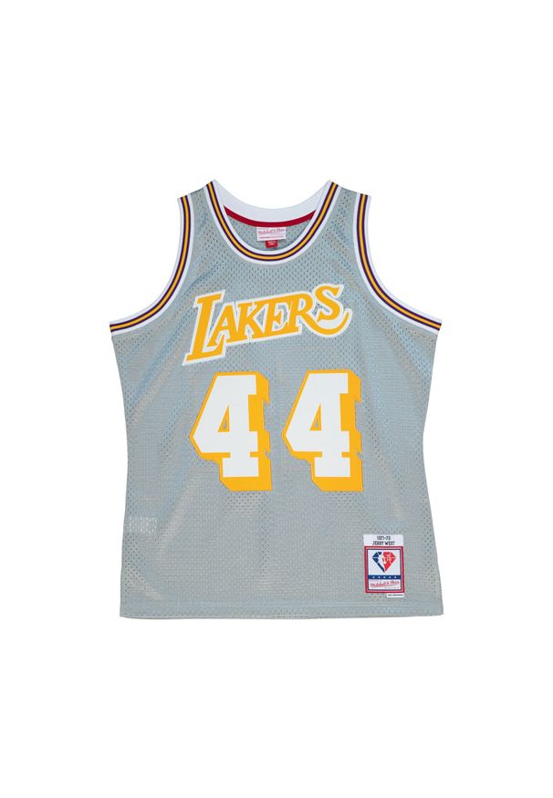 Mitchell & Ness - Koszulka NBA Los Angeles Lakers Jerry West 75th NBA 1971. Kolor: szary, wielokolorowy, żółty. Sport: koszykówka