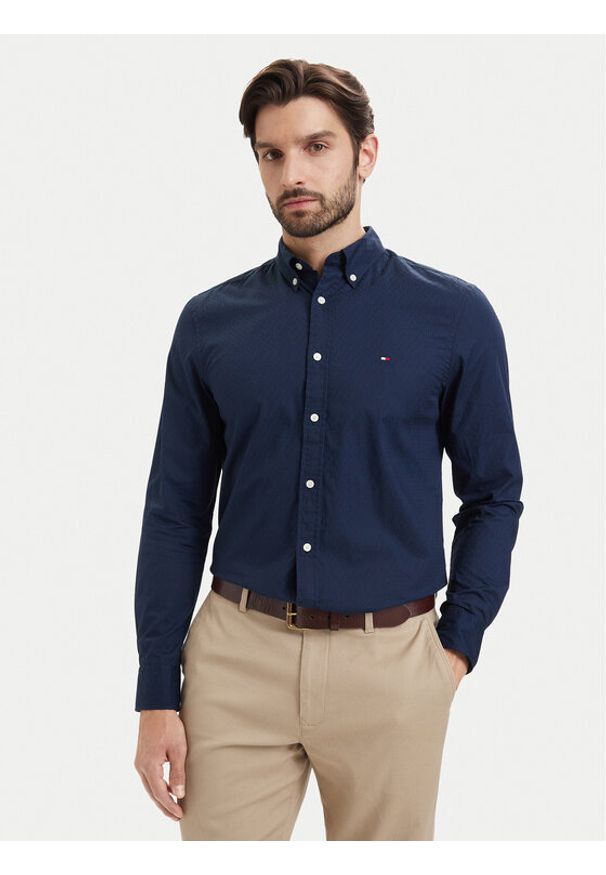 TOMMY HILFIGER - Tommy Hilfiger Koszula Pop Small MW0MW43321 Granatowy Regular Fit. Kolor: niebieski. Materiał: bawełna
