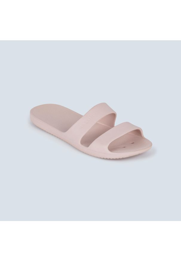 NABAIJI - Klapki basenowe damskie Nabaiji 100 Basic. Kolor: różowy. Wzór: gładki. Styl: sportowy