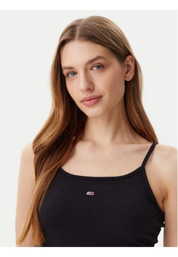 Tommy Jeans Sukienka letnia Essential DW0DW21354 Czarny Slim Fit. Kolor: czarny. Materiał: bawełna. Sezon: lato