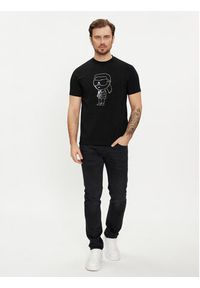 Karl Lagerfeld - KARL LAGERFELD T-Shirt 755054 542221 Czarny Regular Fit. Typ kołnierza: dekolt w karo. Kolor: czarny. Materiał: bawełna