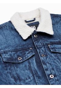 Ombre Clothing - Kurtka męska jeansowa typu sherpa C523 - indygo - XXL. Materiał: jeans. Styl: klasyczny #7