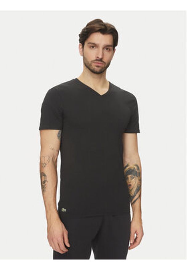 Lacoste Komplet t-shirtów TH9008 Czarny Slim Fit. Kolor: czarny. Materiał: bawełna