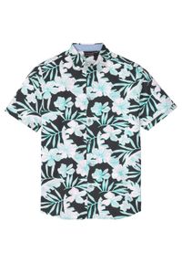 Koszula z krótkim rękawem w hawajski deseń bonprix czarno-biały w paski. Kolor: czarny. Długość rękawa: krótki rękaw. Długość: krótkie. Wzór: paski #1
