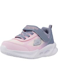 skechers - Buty do chodzenia niemowlęce Skechers Sola Glow. Okazja: na co dzień. Zapięcie: rzepy. Kolor: różowy. Materiał: tkanina, guma, syntetyk, materiał. Szerokość cholewki: normalna. Sport: turystyka piesza #1