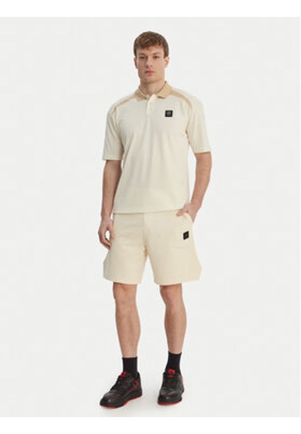 Hugo - HUGO Polo Dunios_RB 50559650 Beżowy Regular Fit. Typ kołnierza: polo. Kolor: beżowy. Materiał: bawełna