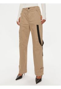 Pinko Spodnie materiałowe Caldo 101793 A15L Brązowy Wide Leg. Kolor: brązowy. Materiał: bawełna