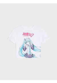 Sinsay - Bawełniana koszulka z krótkim rękawem Hatsune Miku - biały. Kolor: biały. Materiał: bawełna. Długość rękawa: krótki rękaw. Długość: krótkie #1