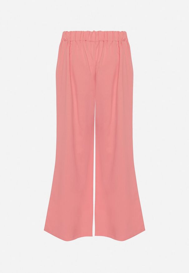 Born2be - Różowe Spodnie Szerokie z Wiązaniem w Pasie Paper Bag Tisallas. Kolor: różowy. Styl: elegancki