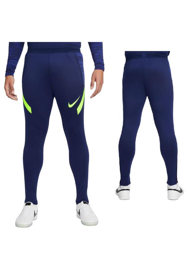 Spodnie dresowe męskie Nike Strike 21 Dri-Fit piłkarskie treningowe z suwakami. Kolor: niebieski. Materiał: poliester. Technologia: Dri-Fit (Nike). Sport: piłka nożna
