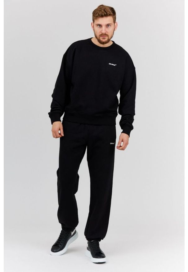 OFF-WHITE Czarna bluza męska z nadrukiem na plecach, Rozmiar S. Kolor: czarny. Materiał: prążkowany. Wzór: nadruk