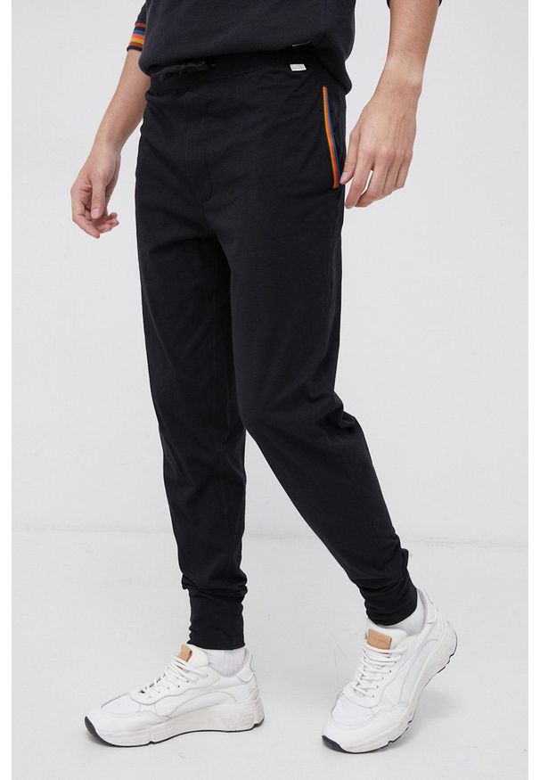 Paul Smith Spodnie bawełniane męskie kolor czarny gładkie. Kolor: czarny. Materiał: bawełna. Wzór: gładki