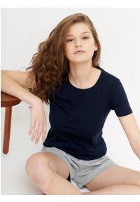 outhorn - Gładki t-shirt damski. Materiał: elastan, bawełna, jersey. Wzór: gładki
