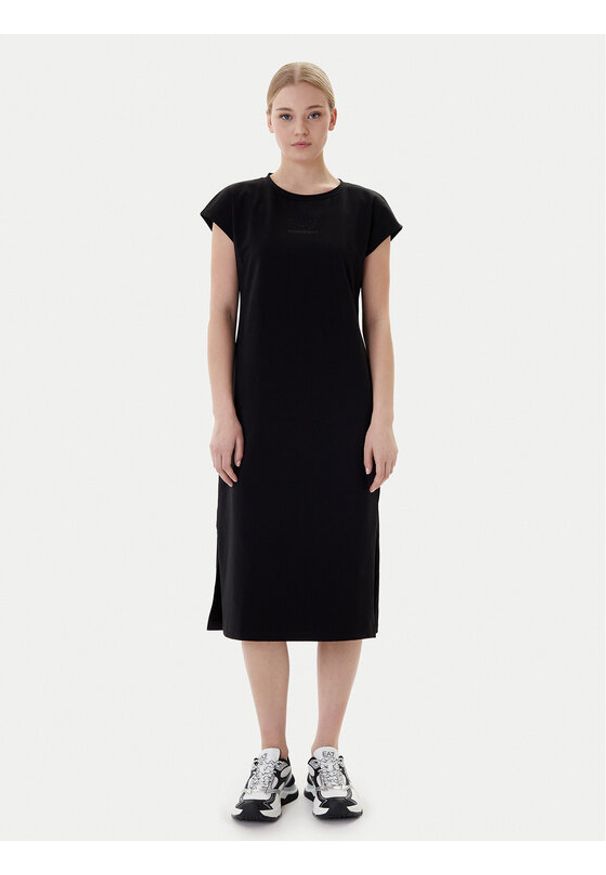 EA7 Emporio Armani Sukienka codzienna 7W000957 AF12484 MC043 Czarny Regular Fit. Okazja: na co dzień. Kolor: czarny. Materiał: bawełna. Typ sukienki: proste. Styl: casual