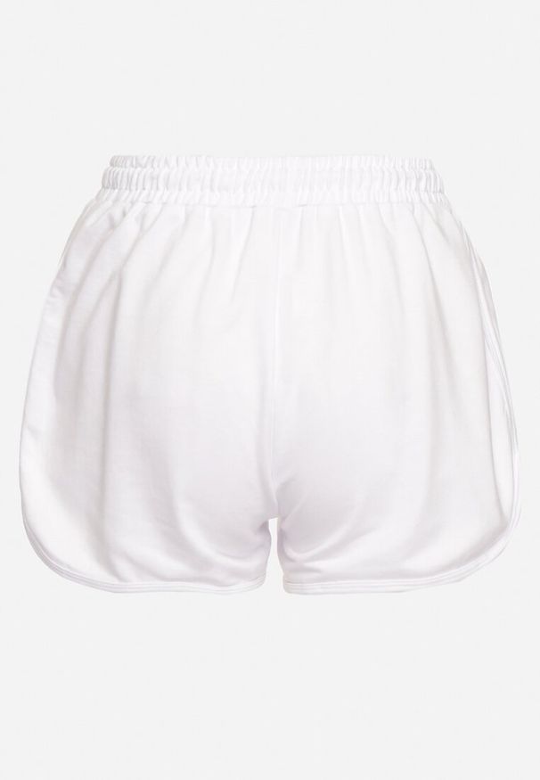 Born2be - Białe Dresowe Szorty z Bawełną High Waist Floratess. Okazja: na spacer, do pracy. Stan: podwyższony. Kolor: biały. Materiał: bawełna, dresówka. Długość: krótkie. Wzór: kwiaty. Sezon: lato. Styl: elegancki