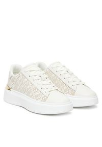 TOMMY HILFIGER - Tommy Hilfiger Sneakersy Monogram Platform Snk FW0FW09155 Écru. Materiał: skóra. Obcas: na platformie #4