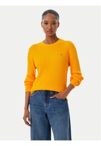 TOMMY HILFIGER - Tommy Hilfiger Sweter Fine WW0WW44993 Pomarańczowy Regular Fit. Kolor: pomarańczowy. Materiał: bawełna #1