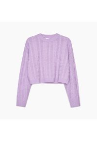 Cropp - Dzianinowy sweter oversize - Fioletowy. Kolor: fioletowy. Materiał: dzianina