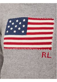 Polo Ralph Lauren Sweter 211B28830002 Szary Regular Fit. Typ kołnierza: polo. Kolor: szary. Materiał: bawełna #4