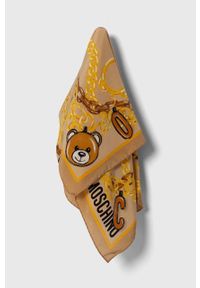 MOSCHINO - Moschino apaszka jedwabna kolor beżowy wzorzysta. Kolor: beżowy. Materiał: jedwab #1