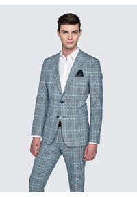 Pako Lorente - PAKO LORENTE – Niebieska marynarka garniturowa w kratę. Okazja: na wesele, na ślub cywilny. Kolor: niebieski. Styl: boho