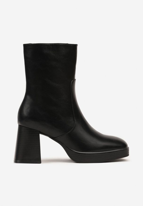 Born2be - Czarne Klasyczne Botki na Obcasie z Lekkim Ociepleniem Verikaeni. Okazja: na spotkanie biznesowe, do pracy. Kolor: czarny. Materiał: jeans. Obcas: na obcasie. Styl: klasyczny. Wysokość obcasa: średni