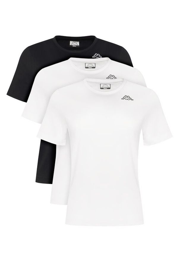 Kappa Komplet 3 t-shirtów Logo Sylvie 38277LW Czarny Regular Fit. Kolor: czarny. Materiał: bawełna