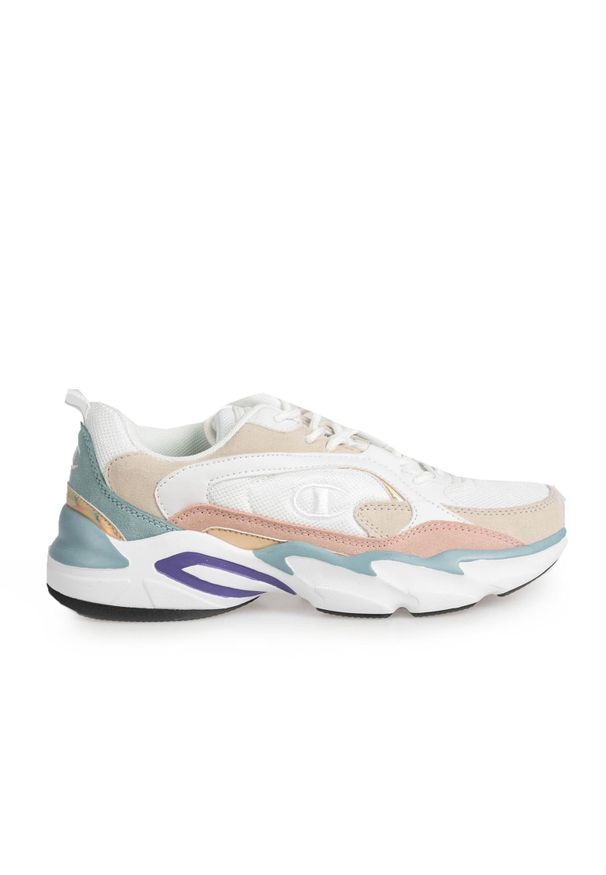 Champion Sneakersy "Tampa Low" | S31974 | Tampa Low | Kobieta | Biały, Beżowy, Miętowy. Kolor: biały, wielokolorowy, beżowy, miętowy. Materiał: skóra ekologiczna, materiał. Wzór: aplikacja