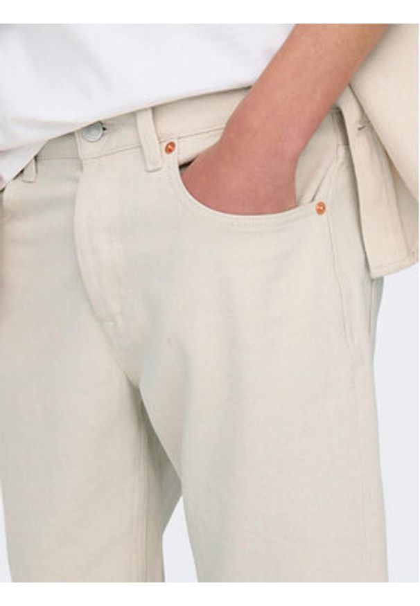 Only & Sons Szorty jeansowe Edge 22026558 Écru Regular Fit. Materiał: bawełna