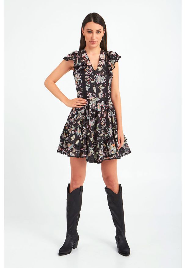 TwinSet - SUKIENKA TWINSET. Materiał: koronka. Wzór: aplikacja, kolorowy, koronka. Długość: mini