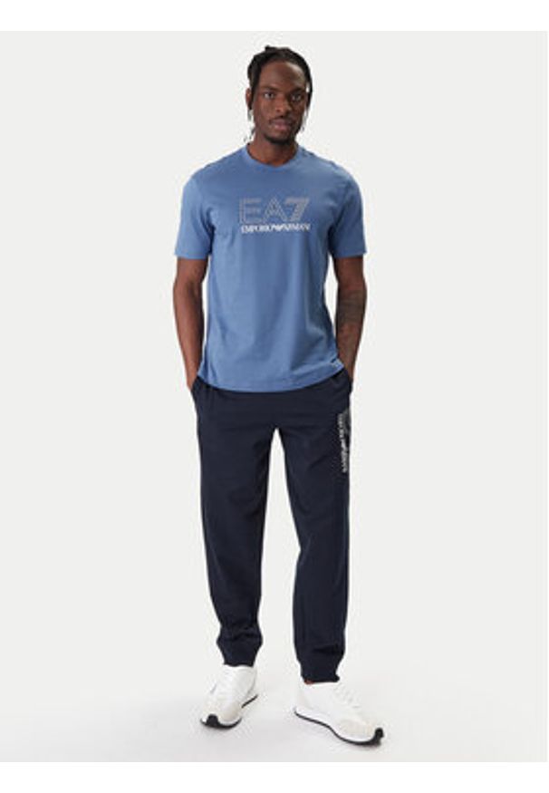 EA7 Emporio Armani T-Shirt 7M001307 AF10375 UB064 Niebieski Regular Fit. Kolor: niebieski. Materiał: bawełna