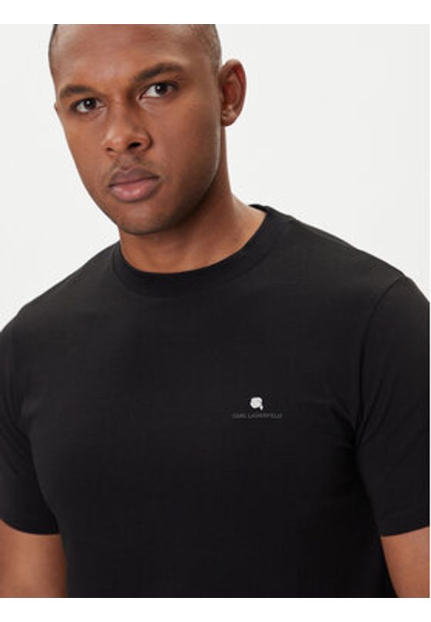 Karl Lagerfeld - KARL LAGERFELD T-Shirt 755053 554235 Czarny Regular Fit. Typ kołnierza: dekolt w karo. Kolor: czarny. Materiał: bawełna