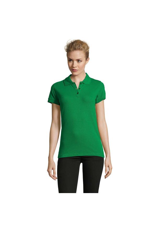 SOL'S - Damska Koszulka Polo Perfect. Typ kołnierza: polo. Kolor: zielony