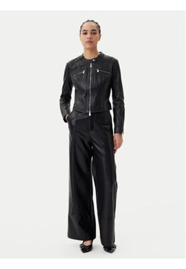 Pinko - PINKO Kurtka skórzana Borderline Biker 104914 A2HT Czarny Regular Fit. Kolor: czarny. Materiał: skóra