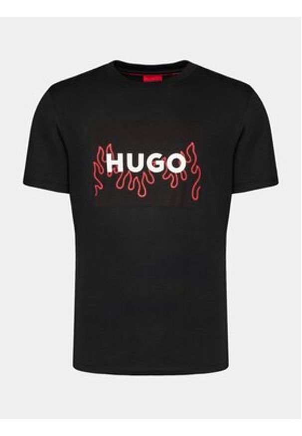 Hugo T-Shirt Dulive 50506989 Czarny Regular Fit. Kolor: czarny. Materiał: bawełna