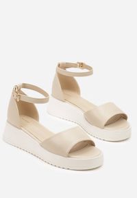 Born2be - Beżowe Sandały Vices na Grubej Podeszwie Banisela. Okazja: na co dzień. Zapięcie: sprzączka. Kolor: beżowy. Materiał: jeans. Styl: klasyczny, casual, elegancki #4