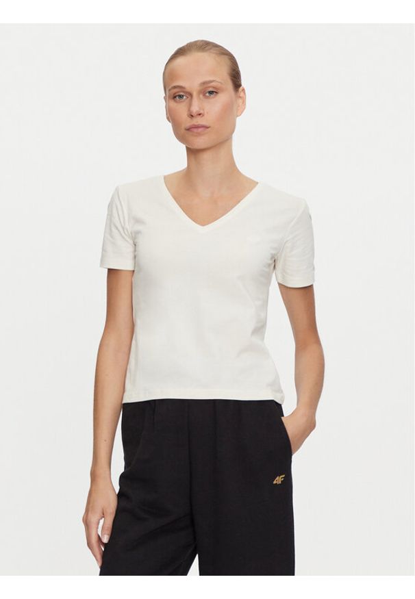 4f - 4F T-Shirt 4FWAW24TTSHF1649 Écru Slim Fit. Materiał: bawełna
