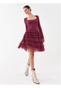 TwinSet - TWINSET Sukienka koktajlowa 232TP3051 Bordowy Regular Fit. Kolor: czerwony. Materiał: wiskoza. Styl: wizytowy #6