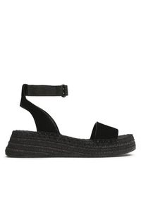 Calvin Klein Jeans Espadryle Sporty Wedge Rope Su Con YW0YW00977 Czarny. Kolor: czarny. Materiał: zamsz, skóra. Styl: sportowy