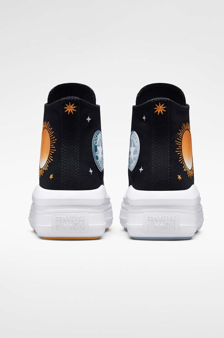 ゅぅページ Czarne trampki wysokie Converse na platformie, klasyczne