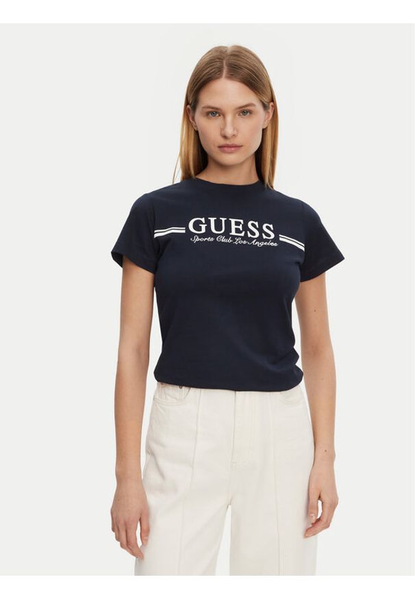 Guess T-Shirt V5GI03 I3Z14 Granatowy Regular Fit. Kolor: niebieski. Materiał: bawełna