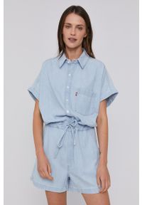 Levi's® - Levi's Kombinezon bawełniany z kołnierzykiem. Okazja: na spotkanie biznesowe, na co dzień. Kolor: niebieski. Materiał: tkanina, bawełna. Długość rękawa: krótki rękaw. Długość: krótkie. Wzór: gładki. Styl: biznesowy, casual #1