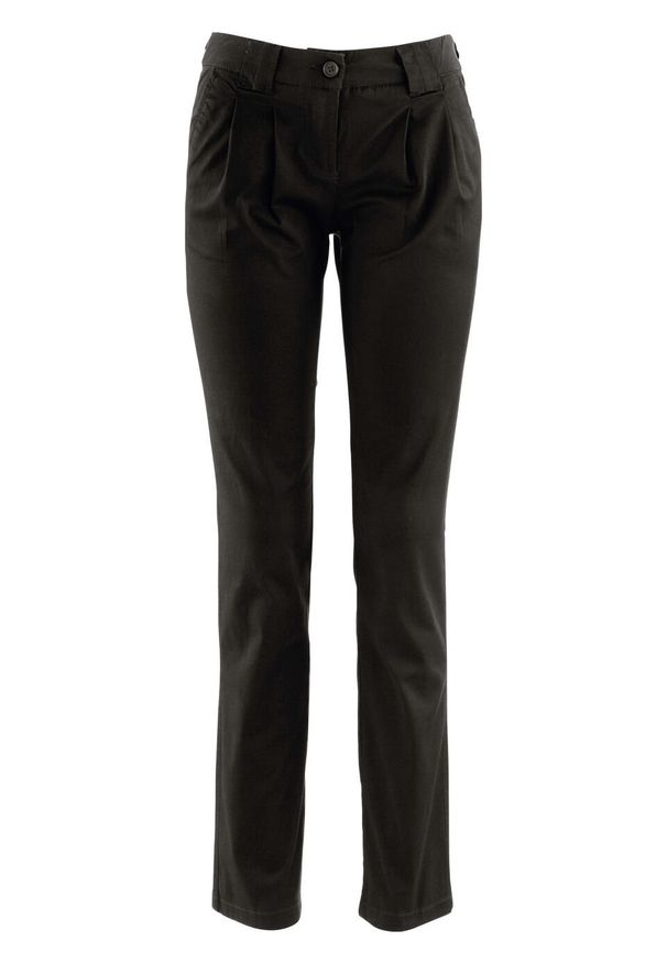 Spodnie chino ze stretchem bonprix czarny. Kolor: czarny. Materiał: bawełna