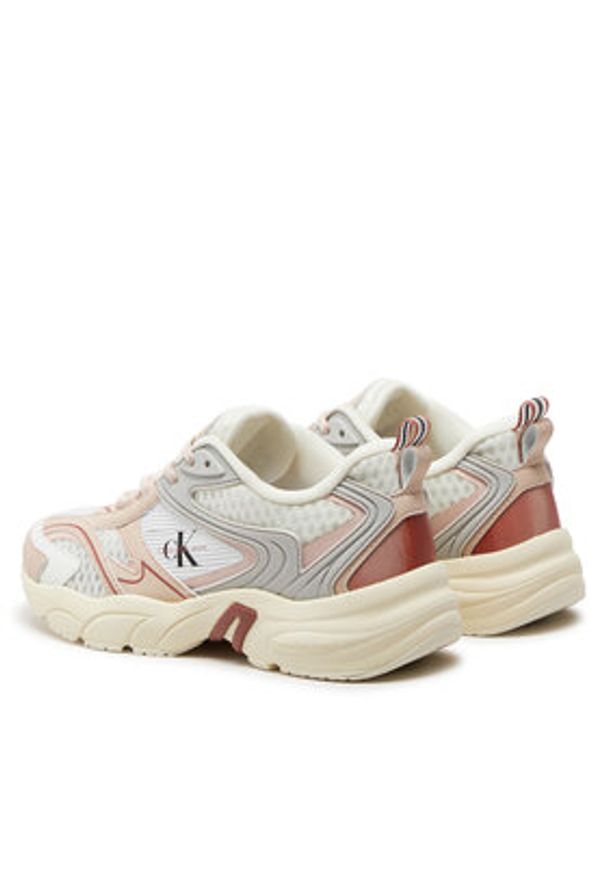 Calvin Klein Jeans Sneakersy Retro Tennis Low Lace Mh Ml Met YW0YW01373 Biały. Kolor: biały. Materiał: skóra