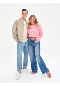 Sinsay - Koszulka z domieszką lnu - kremowy. Kolor: kremowy. Materiał: len #1