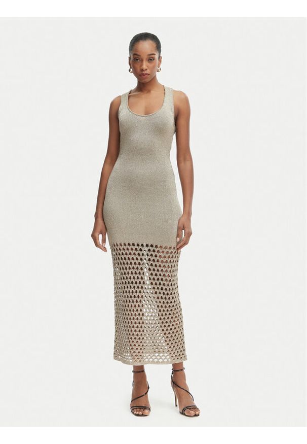 SIMONA CORSELLINI - Simona Corsellini Sukienka dzianinowa P26CPABO0301 Szary Slim Fit. Kolor: szary. Materiał: wiskoza