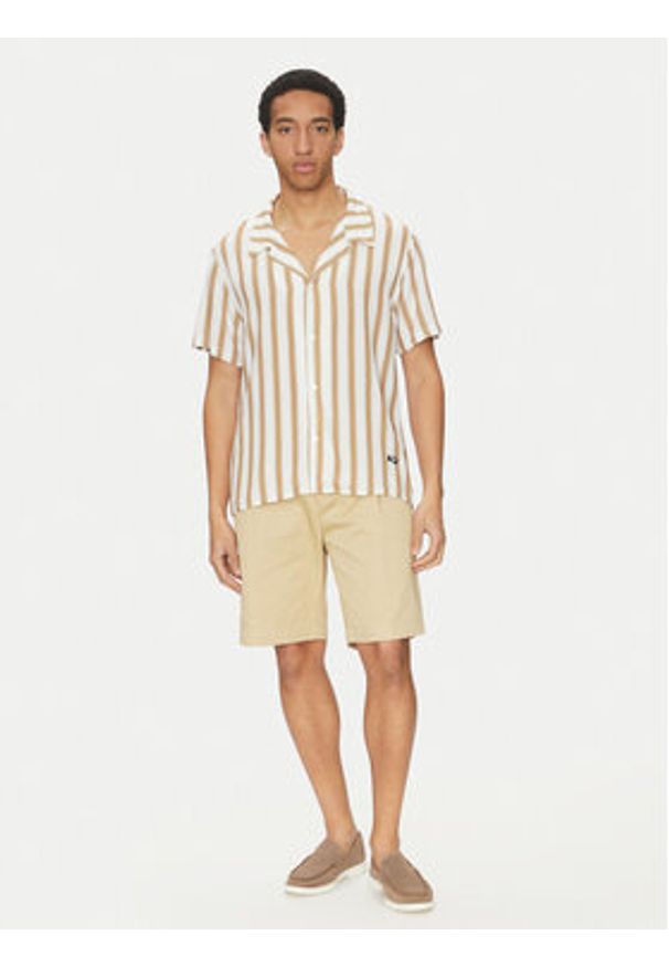 BOSS Koszula Beach 50535793 Beżowy Regular Fit. Kolor: beżowy. Materiał: wiskoza